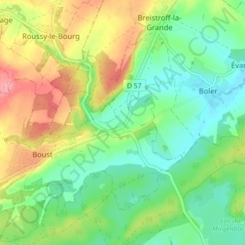 Mapa topográfico Basse-Parthe, altitud, relieve