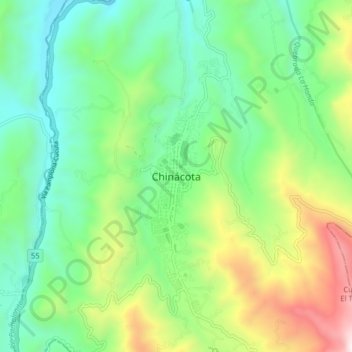 Mapa topográfico Chinácota, altitud, relieve