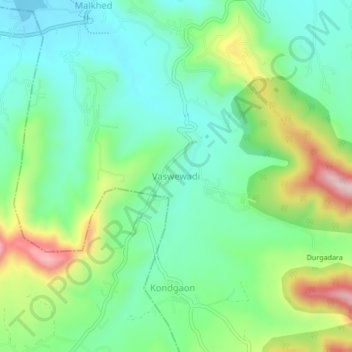 Mapa topográfico Vaswewadi, altitud, relieve