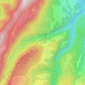 Mapa topográfico Les Fogès, altitud, relieve