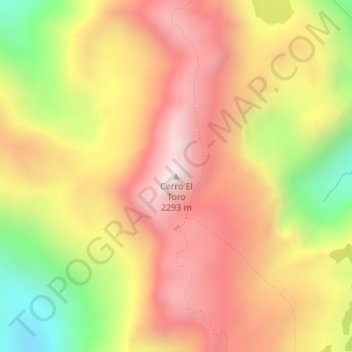 Mapa topográfico Cerro El Toro, altitud, relieve