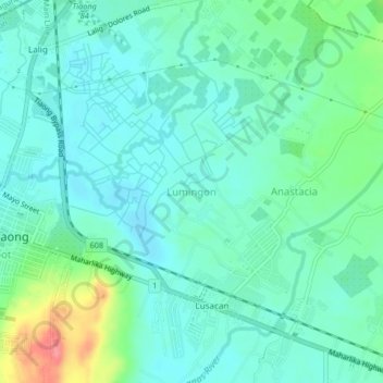 Mapa topográfico Lumingon, altitud, relieve