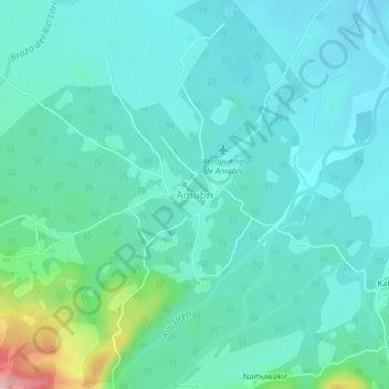 Mapa topográfico Amubri, altitud, relieve