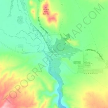 Mapa topográfico Tecopa, altitud, relieve