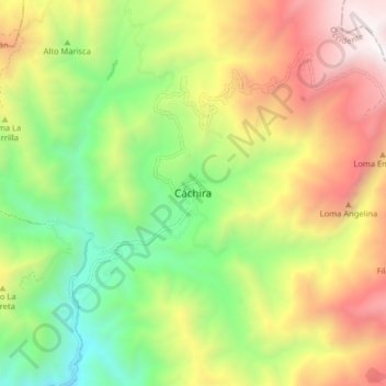 Mapa topográfico Cáchira, altitud, relieve