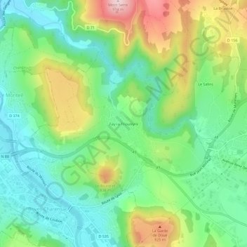 Mapa topográfico Fay-la-Triouleyre, altitud, relieve