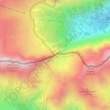 Mapa topográfico Gatterl, altitud, relieve