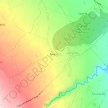 Mapa topográfico Tansing, altitud, relieve