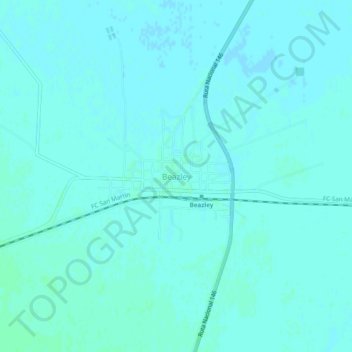 Mapa topográfico Beazley, altitud, relieve