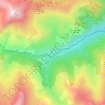 Mapa topográfico Roya, altitud, relieve