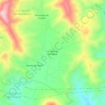 Mapa topográfico La Labor de Zaragoza, altitud, relieve