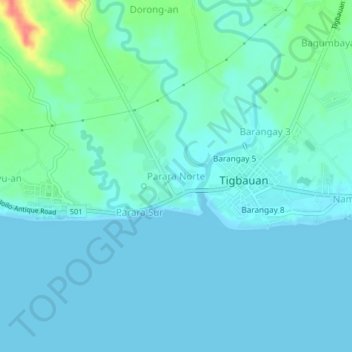 Mapa topográfico Parara Norte, altitud, relieve
