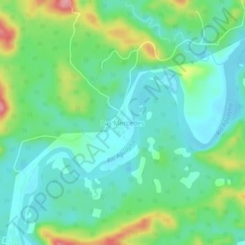 Mapa topográfico Las Mercedes, altitud, relieve