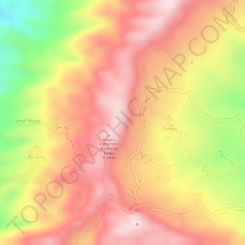 Mapa topográfico Rocking Peak, altitud, relieve