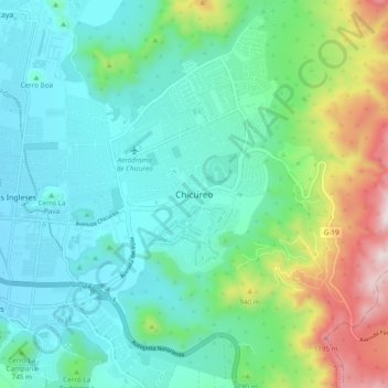 Mapa topográfico Chicureo, altitud, relieve