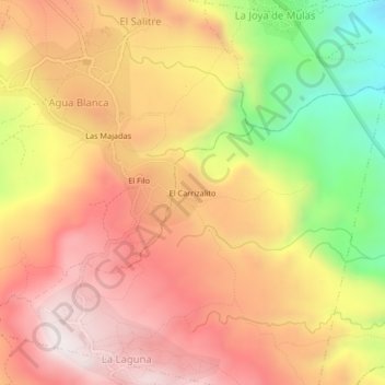 Mapa topográfico El Carrizalito, altitud, relieve