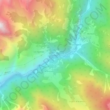 Mapa topográfico Le Veyer, altitud, relieve