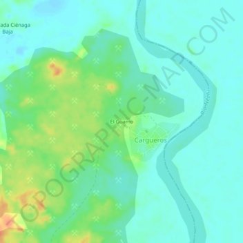 Mapa topográfico El Guamo, altitud, relieve