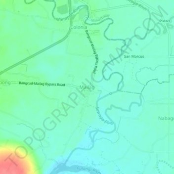 Mapa topográfico Mailag, altitud, relieve