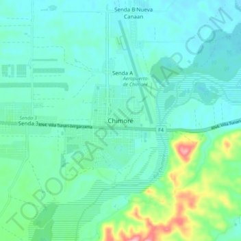Mapa topográfico Chimoré, altitud, relieve