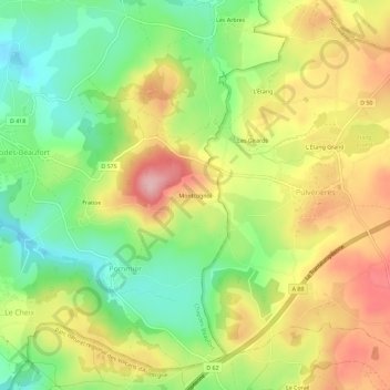 Mapa topográfico Montcognol, altitud, relieve