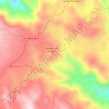 Mapa topográfico Canalejas de Otates, altitud, relieve