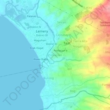 Mapa topográfico Poblacion, altitud, relieve