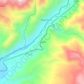 Mapa topográfico Copalillo, altitud, relieve