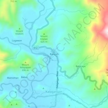 Mapa topográfico Baugan, altitud, relieve