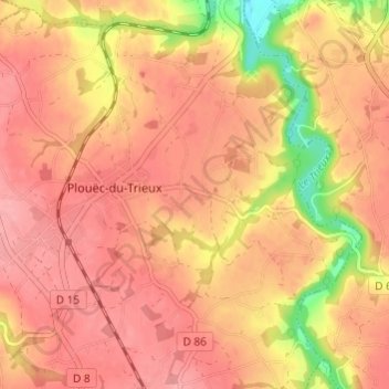 Mapa topográfico Lec'h An Moal, altitud, relieve