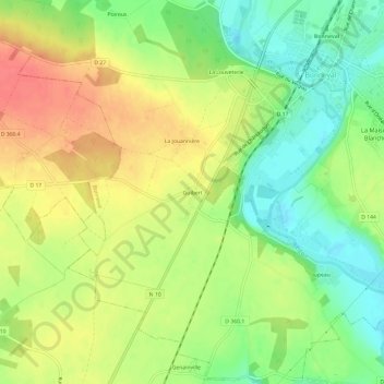 Mapa topográfico Guibert, altitud, relieve