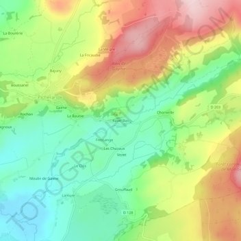 Mapa topográfico Ravel Bas, altitud, relieve