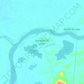 Mapa topográfico Barranco de Loba, altitud, relieve