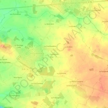 Mapa topográfico La Fossère, altitud, relieve