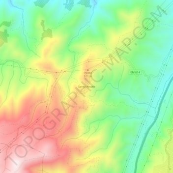 Mapa topográfico Santo Amaro, altitud, relieve
