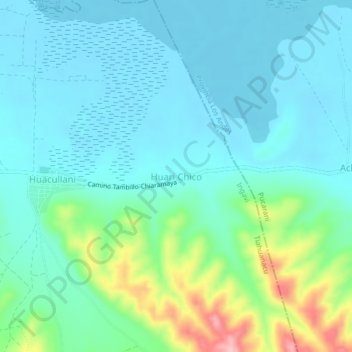 Mapa topográfico Huari Chico, altitud, relieve