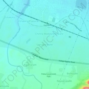 Mapa topográfico Samagdripalle, altitud, relieve