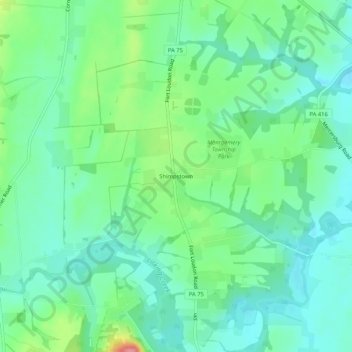 Mapa topográfico Shimpstown, altitud, relieve