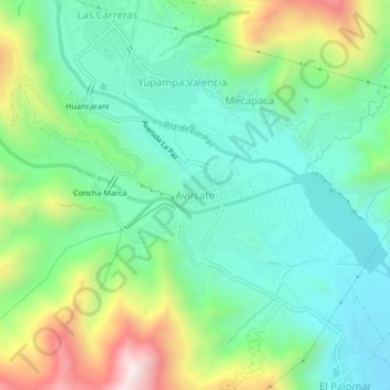 Mapa topográfico Avircato, altitud, relieve