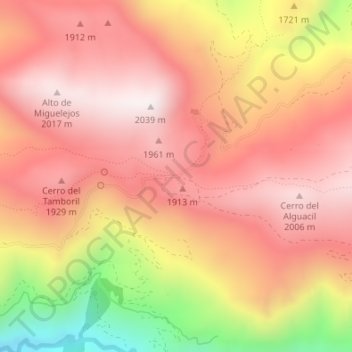 Mapa topográfico Collado del Alguacil, altitud, relieve