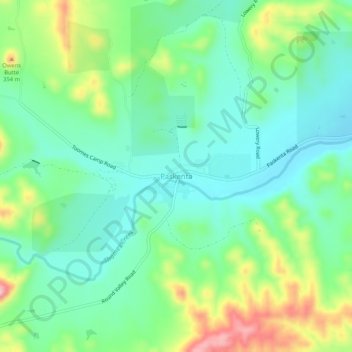 Mapa topográfico Paskenta, altitud, relieve