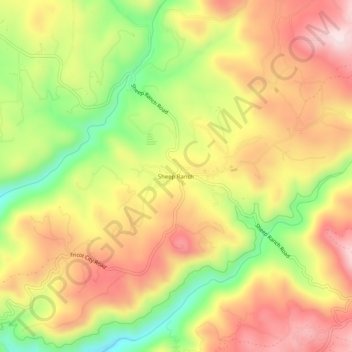 Mapa topográfico Sheep Ranch, altitud, relieve