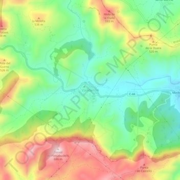 Mapa topográfico Vandellòs, altitud, relieve