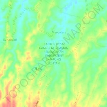 Mapa topográfico KANTOR DESA GANDRI KECAMATAN PENENGAHAN KABUPATEN LAMPUNG SELATAN, altitud, relieve