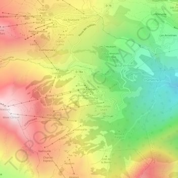 Mapa topográfico Le Corbier, altitud, relieve
