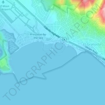 Mapa topográfico Pillar Point Harbor, altitud, relieve