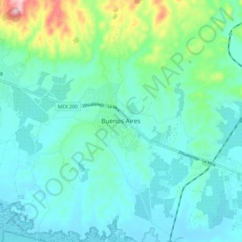 Mapa topográfico Buenos Aires, altitud, relieve