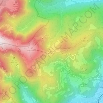 Mapa topográfico Gaschney, altitud, relieve