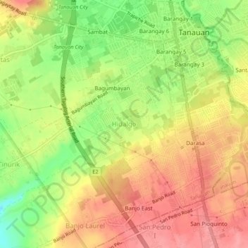 Mapa topográfico Hidalgo, altitud, relieve