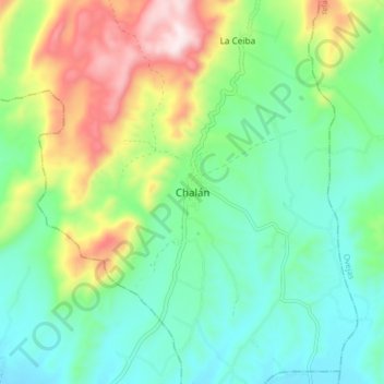 Mapa topográfico Chalán, altitud, relieve